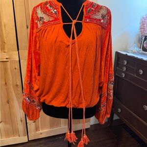 Free People Embroidered and sequin Women's Top